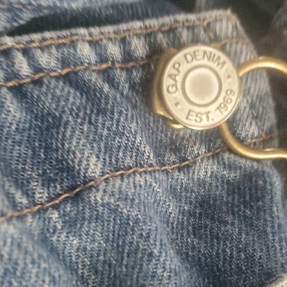 GAP Overalls Shorts Girls Size Xxl Unisex Youth Frayed-hem Blue Jean Shorts - Picture 2 of 9